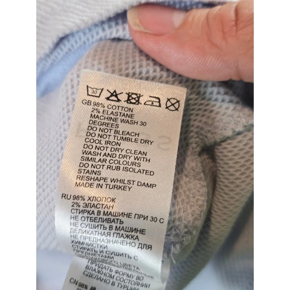 Reiss Billy Zip Polo Mens Size M Light Blue Textured Waffle Knit Short Sleeve - Picture 8 of 13